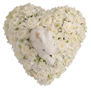 LH 11 White Rose and Orchid Heart with Rabbit