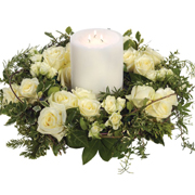 OW 33 White Rose Wreath and Candle